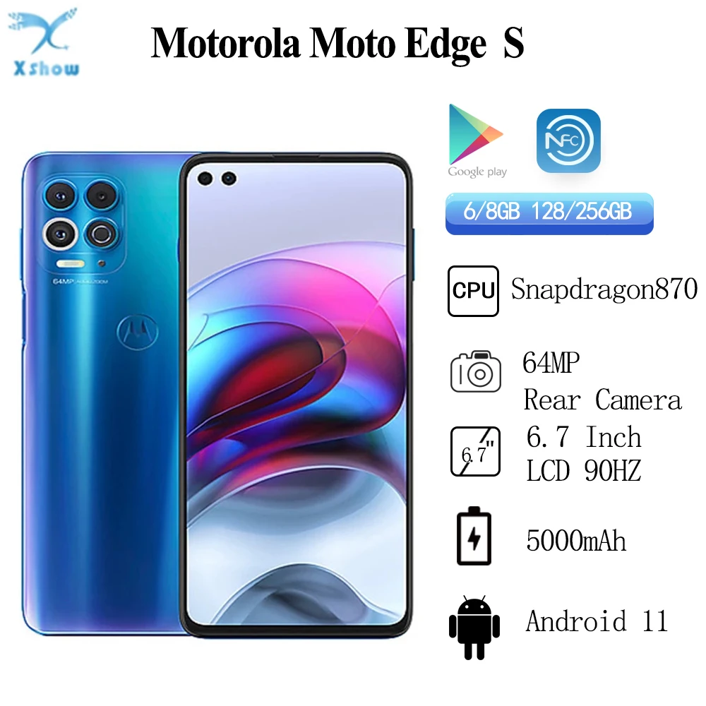  Motorola Moto Edge S смартфон с 5,7-дюймовым дисплеем, процессором Snapdragon 6,7, 870 мАч, 64 мп + 16 МП 