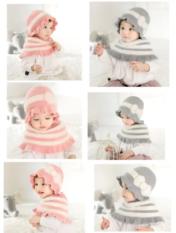 2019 Brand New 2Pcs Toddler Kids Baby Girl Princess Scarf+Cap Hat Winter Warm Knittde Scarf Shawl Hot Sale Discounts 0-28 Months | Детская