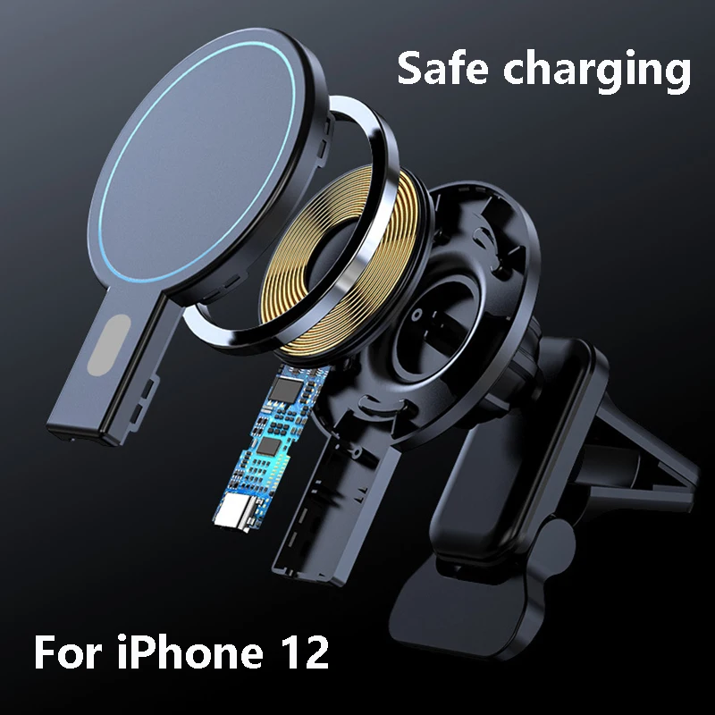 

15W Magnetic Wireless Car Charger Mount For iPhone 12 Pro Max 12Mini Fast Charging Magsafe Wireless Charger Car Phone Holder