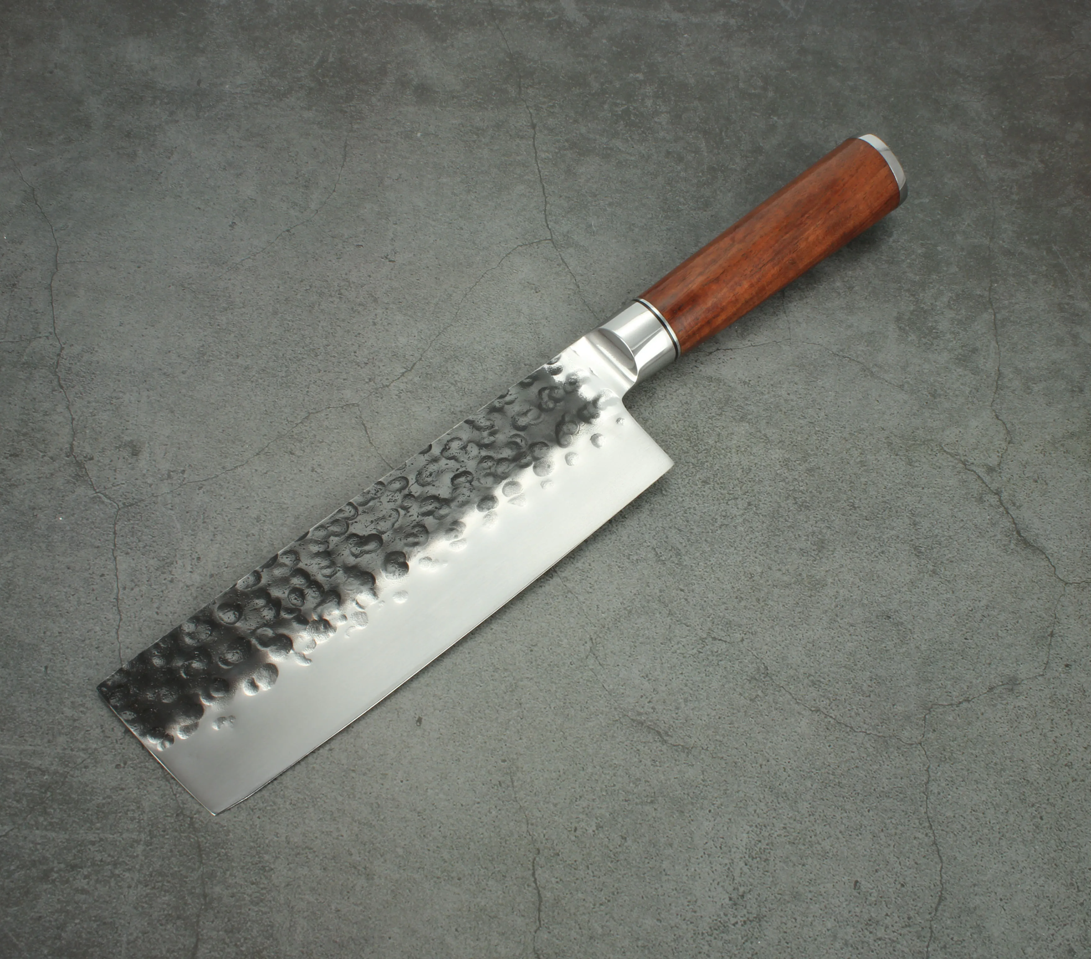 Hot Selling Hammered Blade 7&quot Cleaver Knife Forged with Bolster and Mahogany Wood Handle | Дом и сад