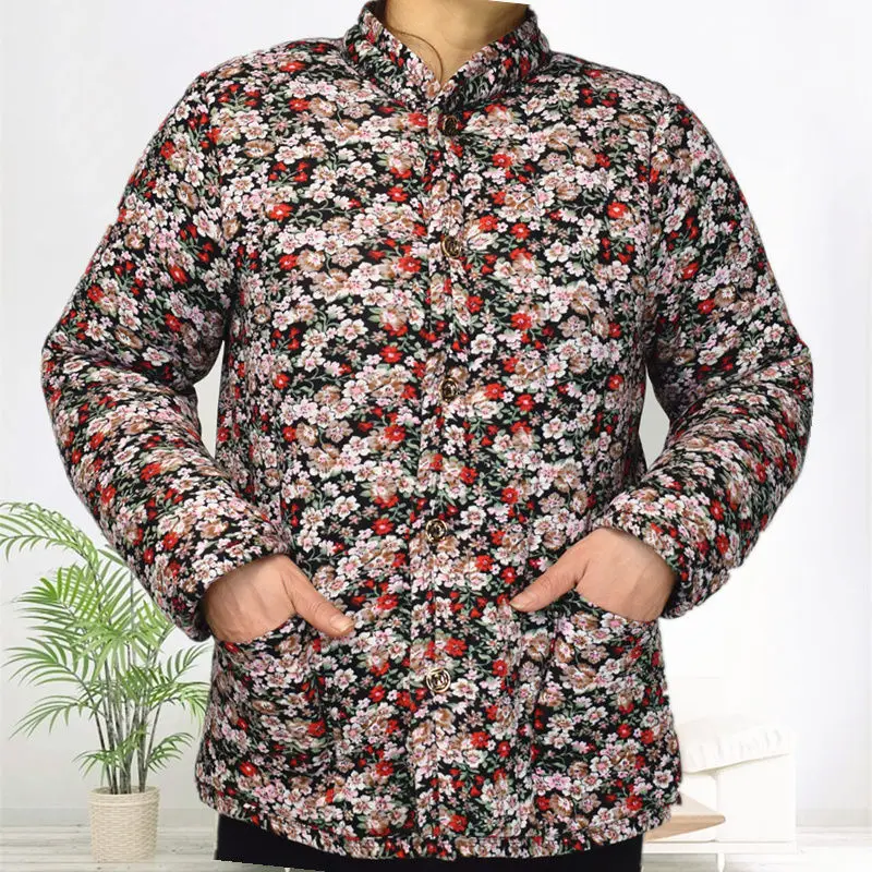 

Spring new camel hair cotton padded jacket for middle-aged and old women