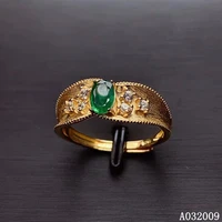 kjjeaxcmy fine jewelry 925 sterling silver inlaid natural emerald new ring fashion girls ring support test