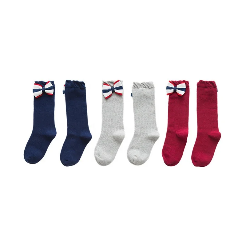 

Wholesale Cute Solid Color Bow Cotton Crew for Kids School Socks Children