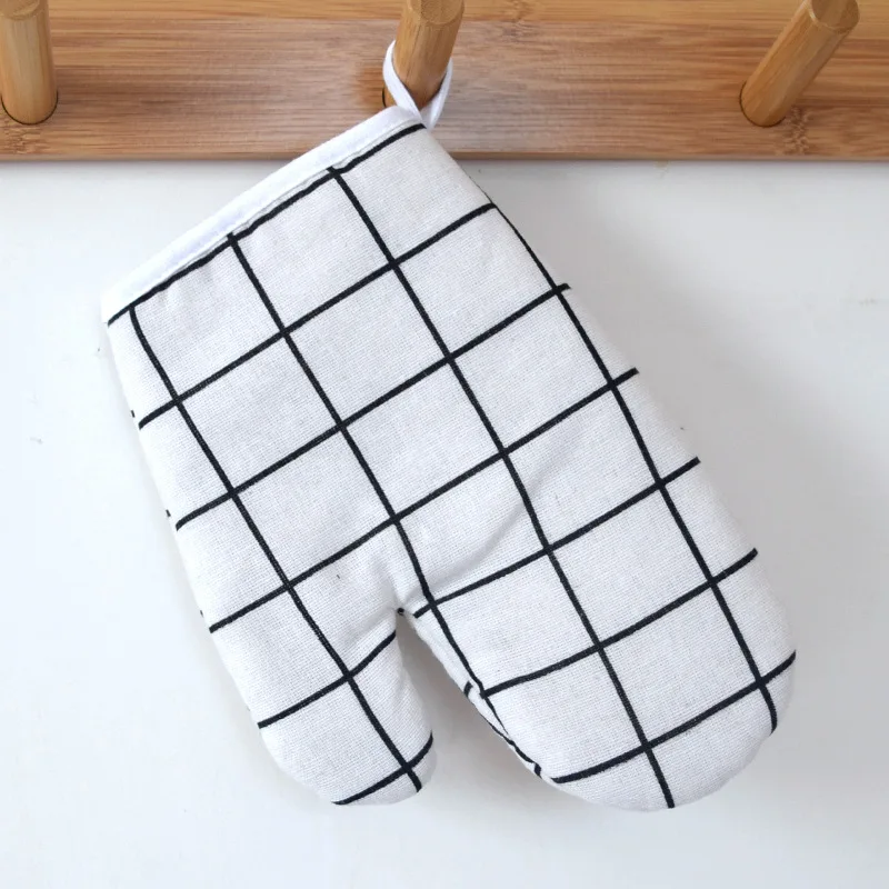 

1pc Microwave Baking BBQ Glove Cotton Cute Oven Mitts Heat Resistant Linen Potholders Non-slip Kitchen Cooking Tools Mitten