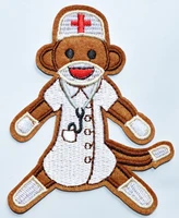 1x nurse sock monkey medical hospital embroidered iron on applique patch %e2%89%88 7 5 10 cm