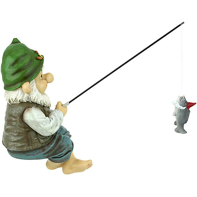 

Economical The Fishing Gnome Sitter Garden Gnome Statue Cute Gift Outdoor Decoration ds99