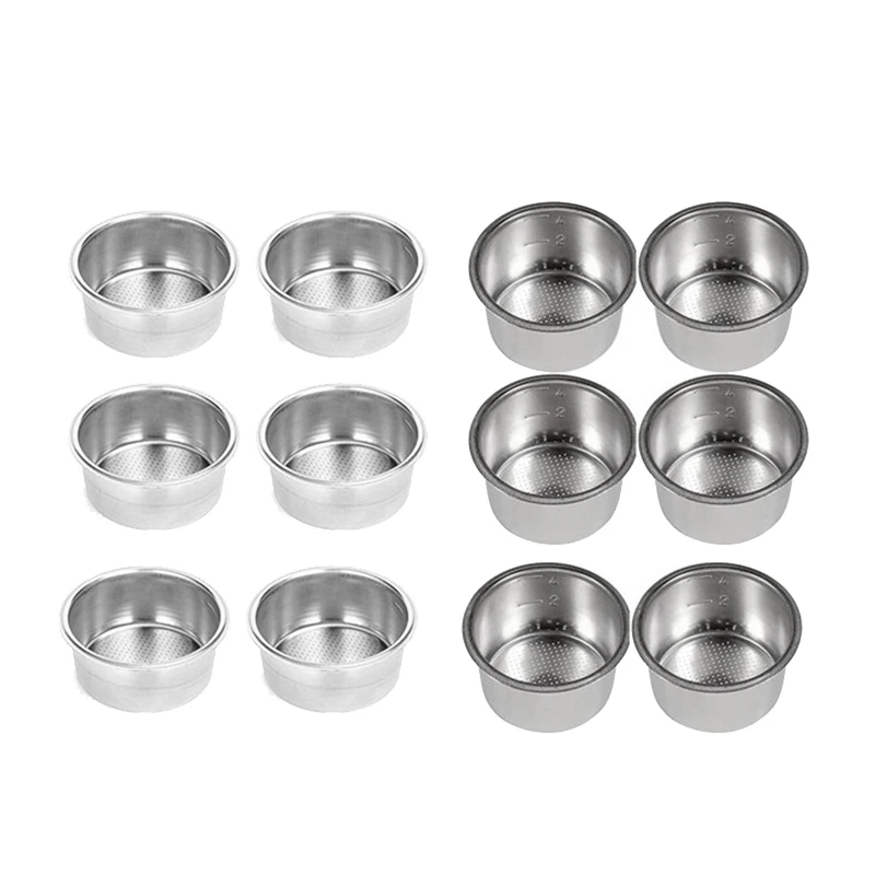 

EAS-12PCS 51Mm 2 Cups 4 Cups Stainless Steel Coffee Machine Filter Porous Single Layer Powder Trough Powder Bowl