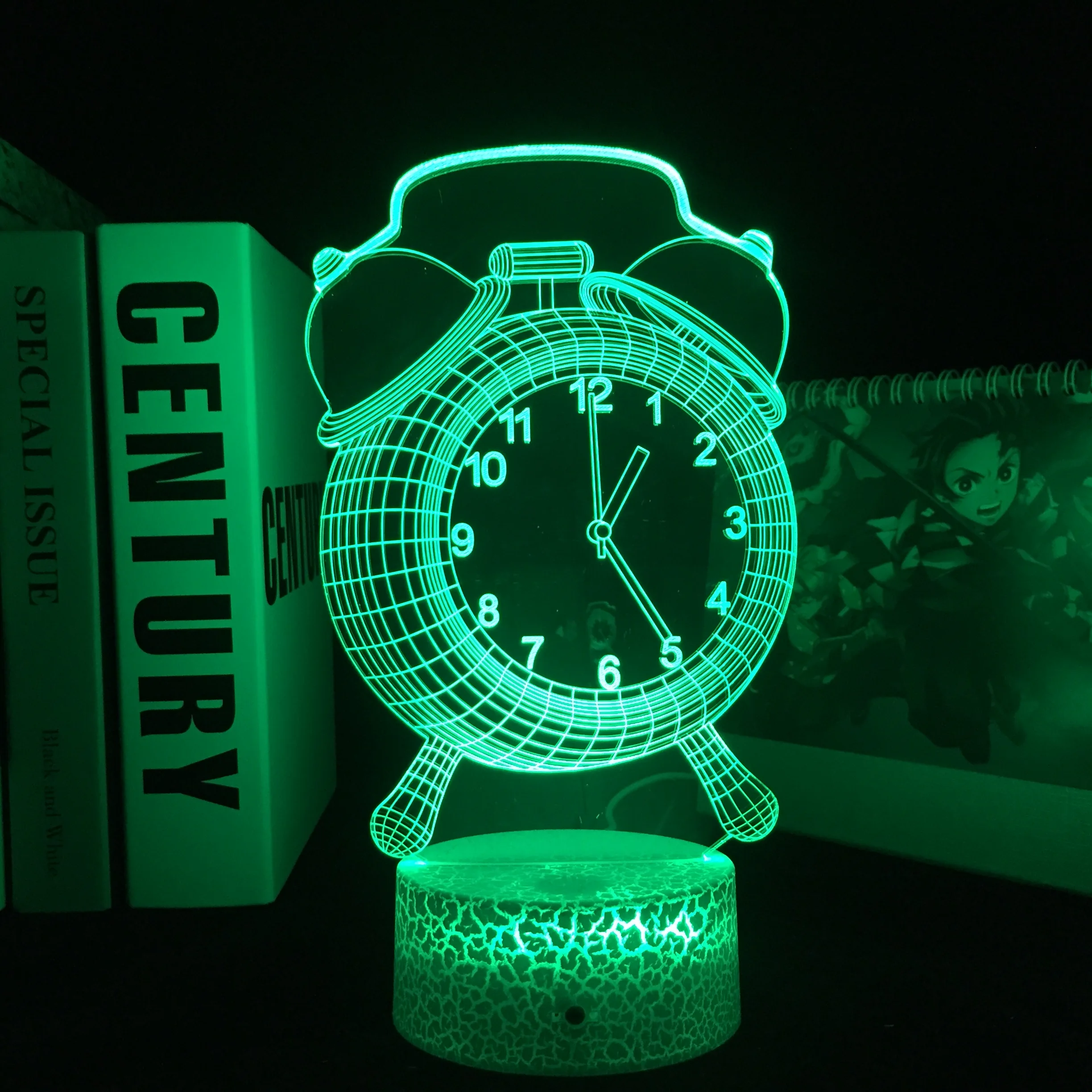 

Alarm Clock 3D LED Night Light Table Lamp Acrylic Night Light Colorful Gradient Atmosphere for Child Bedroom Decoration