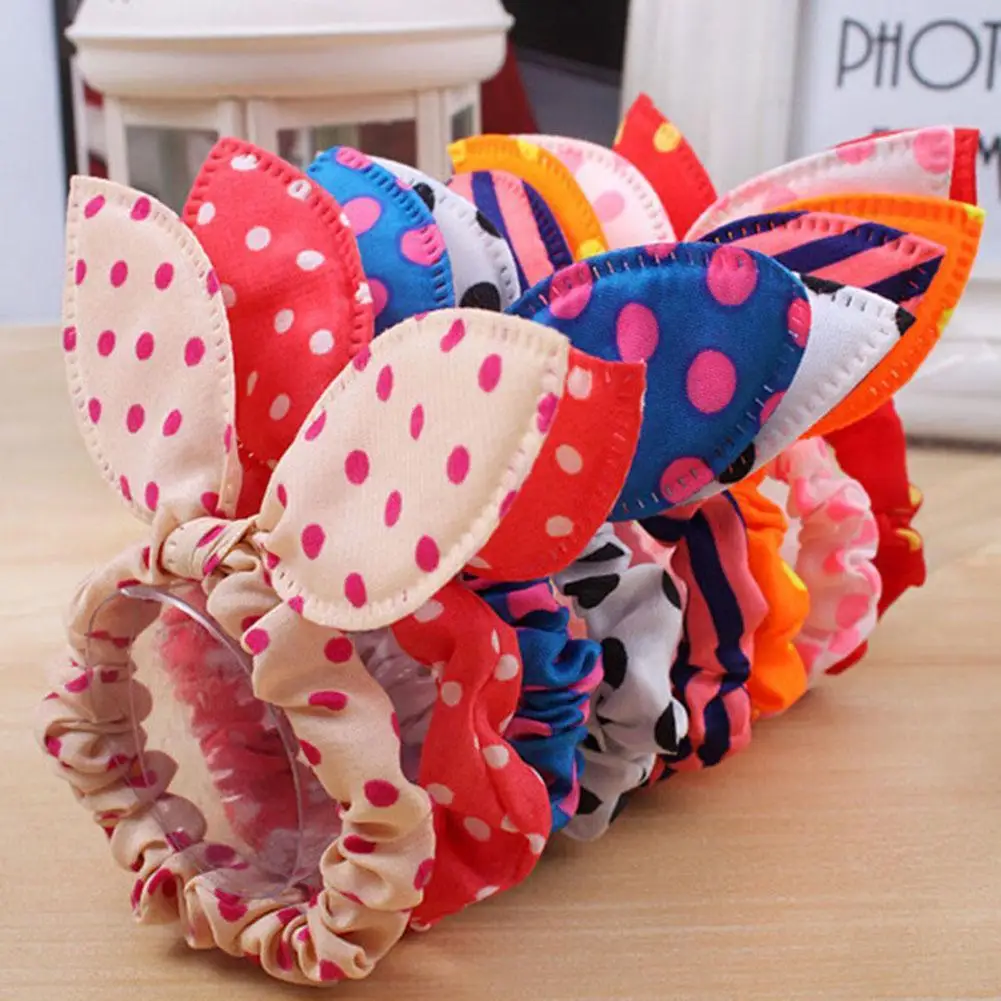 

5pcs Rabbit Ears Hair Band Hair Rope Bowknot Hairband Gifts Hair Random Wave Color Decoration Ears Rabbit Dot A5J0