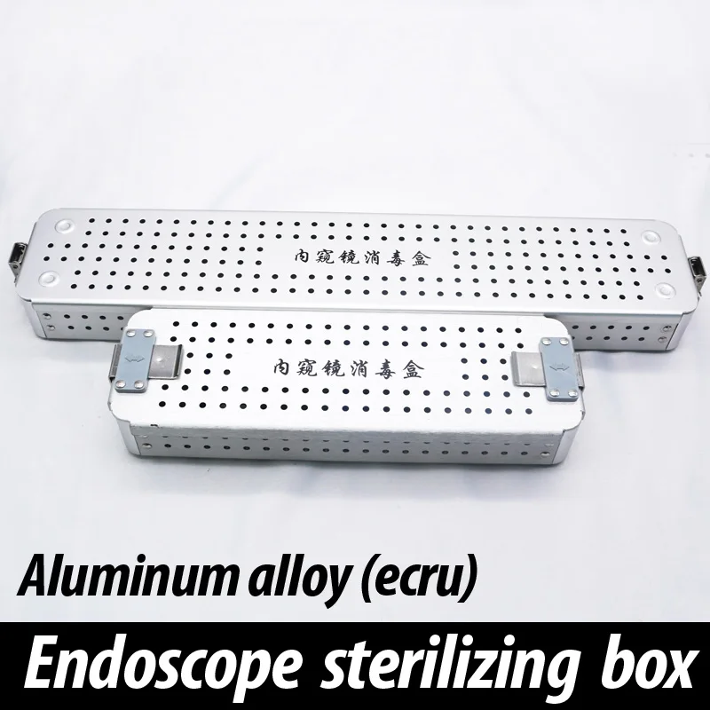 Aluminum alloy endoscopic surgical instrument sterilizing box resistant to high temperature and high pressure disinfection