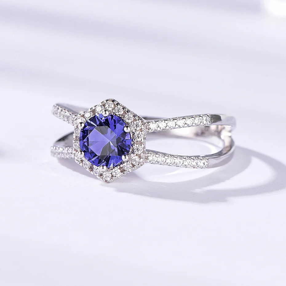 Женские кольца kuolit Tanzanite кольцо из стерлингового серебра 925 пробы с драгоценными