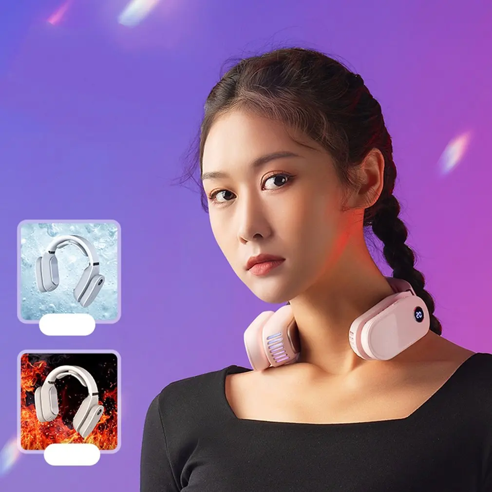 

Portable Air Conditioner Hanging Neck Cooler Electric Bladeless Fan Cooling Heater Heating Wearable Neck Massager