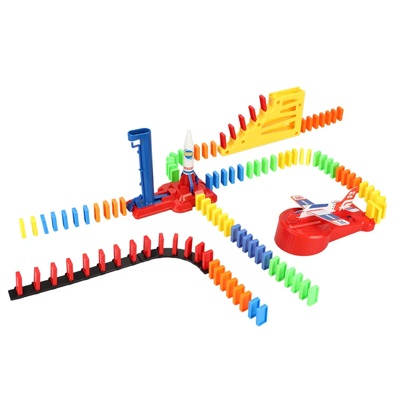 100pcs Domino Blocks Train Plastic Toys Color Kids Early Educational Dominoes Plane Games For Children Boy Girsl Christmas Gift | Игрушки и