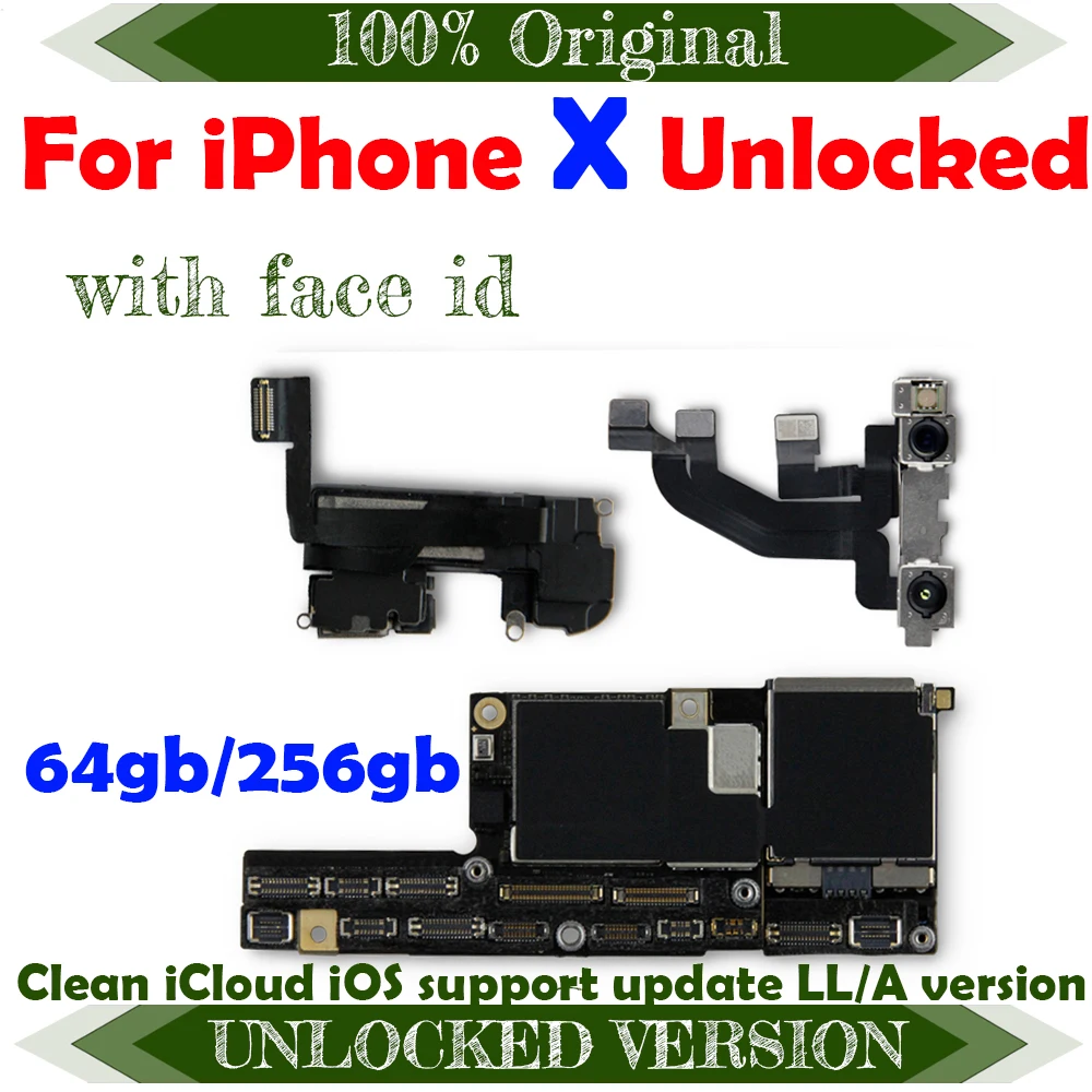 100% оригинальная материнская плата для iPhone X Заводская разблокированная с/без