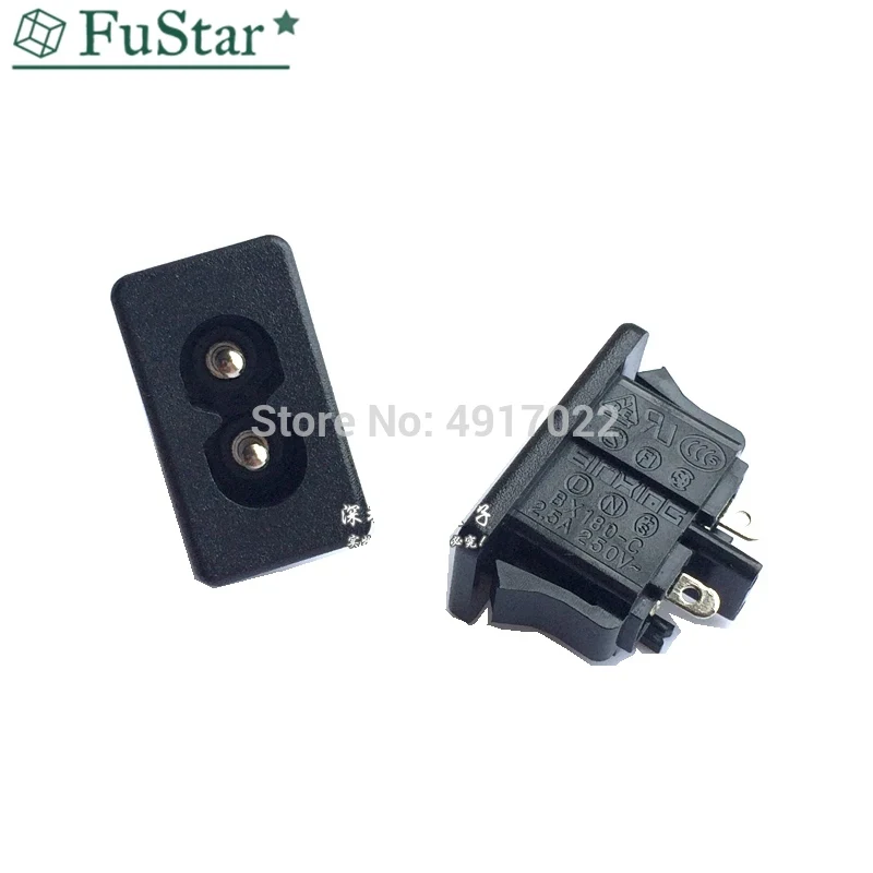 10 шт. BX 180 черный с разъемом папа IEC320 C8 Мощность Разъем AC 250V 2.5A 2Pin 8 слово розетки