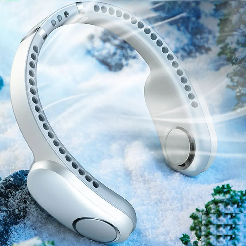 

6 Types Summer Air Cooling Neck Fan Leafless Hanging Neck Fan Bladeless Ventilator USB Rechargeable Neckband Fans Air Cooler