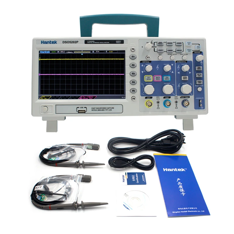 Osciloscopio Hantek DSO5202P цифровой осциллограф Портативный 200 МГц полоса пропускания 2
