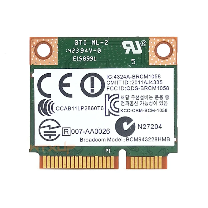 Беспроводной адаптер Broadcom BCM943228HMB BCM943228 300M 802 11 a/b/g/n + Bluetooth 4 0 для asus acer sony Half Mini PCI-E |