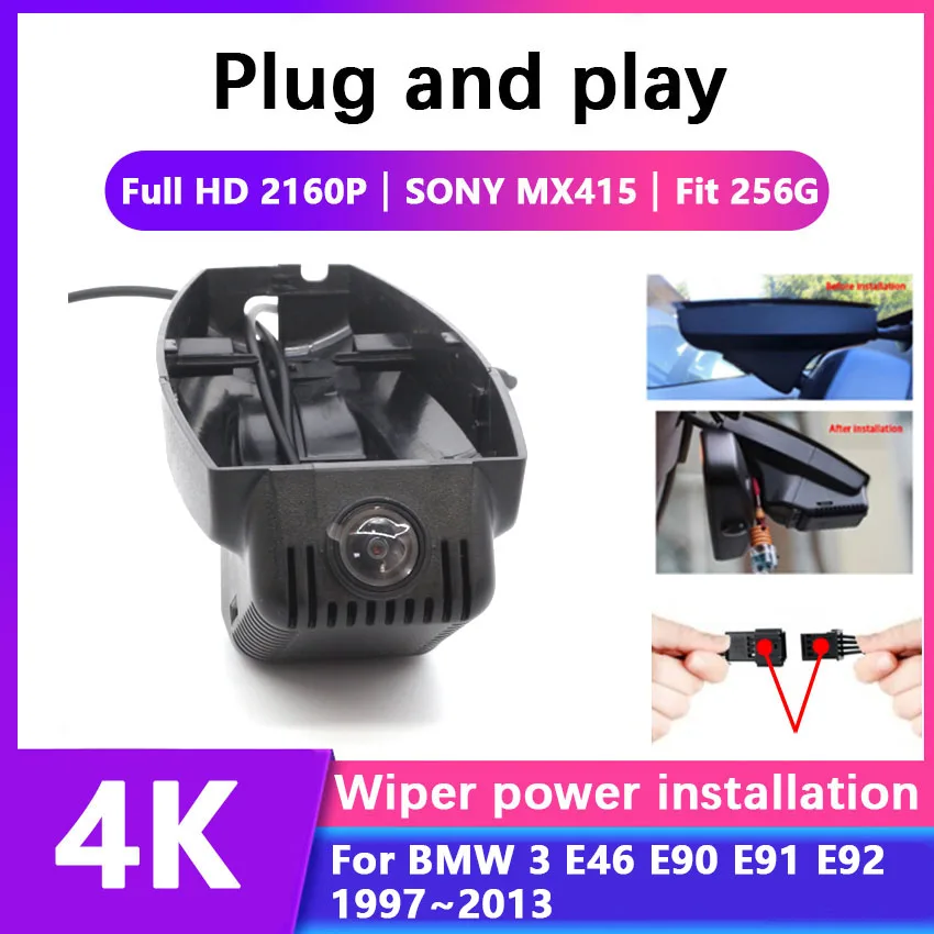

Видеорегистратор Full HD 4K 2160P для BMW 3 E46 E90 E91 E92 E84 E83 F10 530GT 2010 ~ 2016