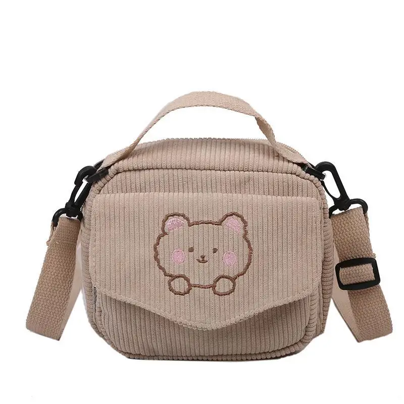 

2021 New Lovely Soft Cute Bear Shoulder Crossbody Cell Phone Bag Women's Ins Retro Student Girl Portable Small Square Bag