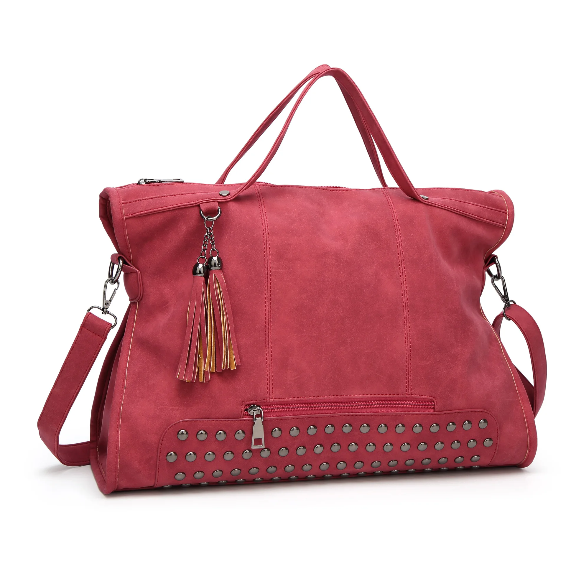 Модный большой качество кожи женская сумка на плечо новинка сумки с заклепками в