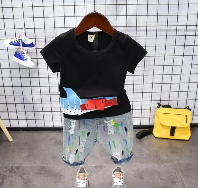 

Cartoon Kids Clothing Set New Summer Children's Clothes Set Cotton Baby Short Seeve T-shirt Cothing Set Baby Boys Suit 2-6Years