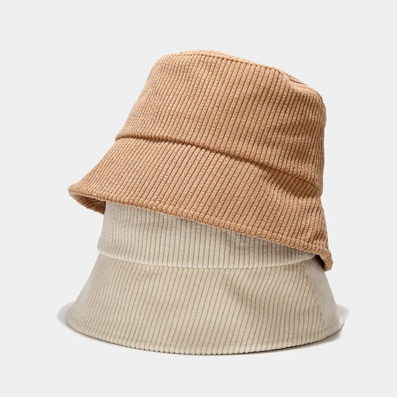 

New Corduroy Bucket Hat Women Panama Winter Autumn Warm Solid Streetwear Folding Travel Sun Cap Big Wide Visor Vintage Flat Hat