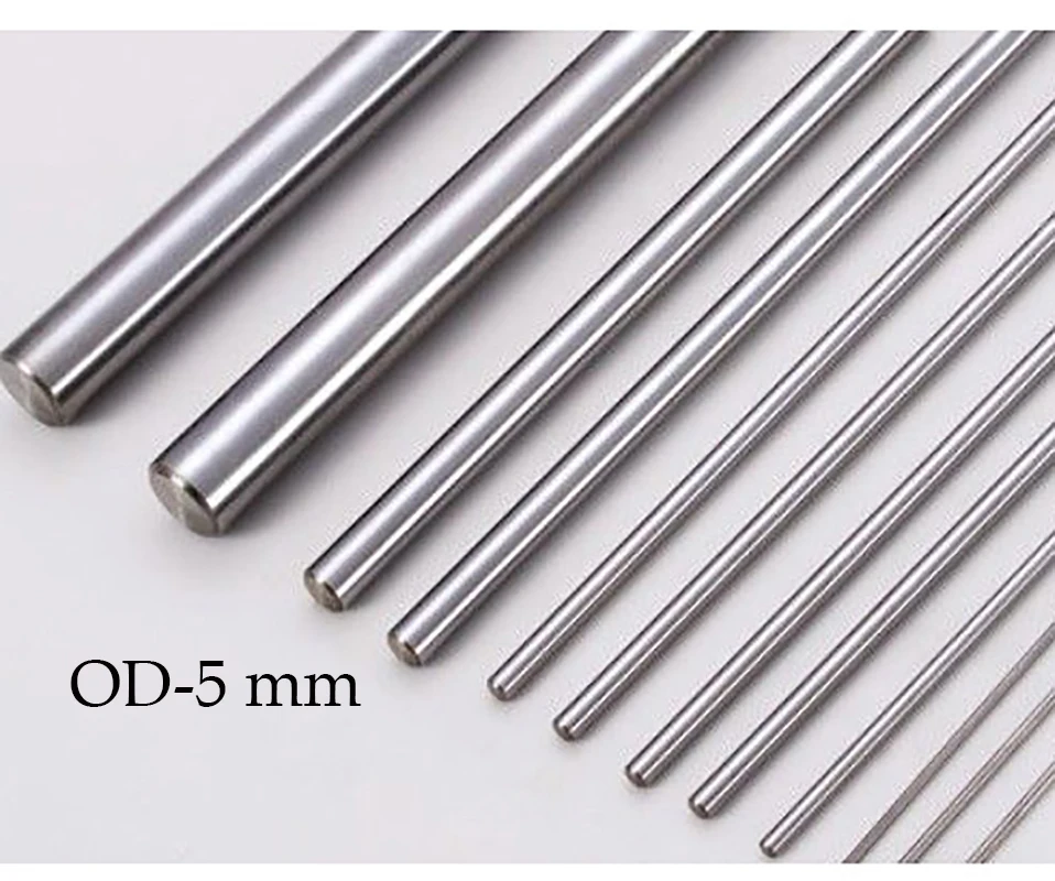 

2 PC 304 stainless steel rod diameter 5 mm linear shaft metric 200/300/500/800mm Metric Round Bars Ground Stock Rod