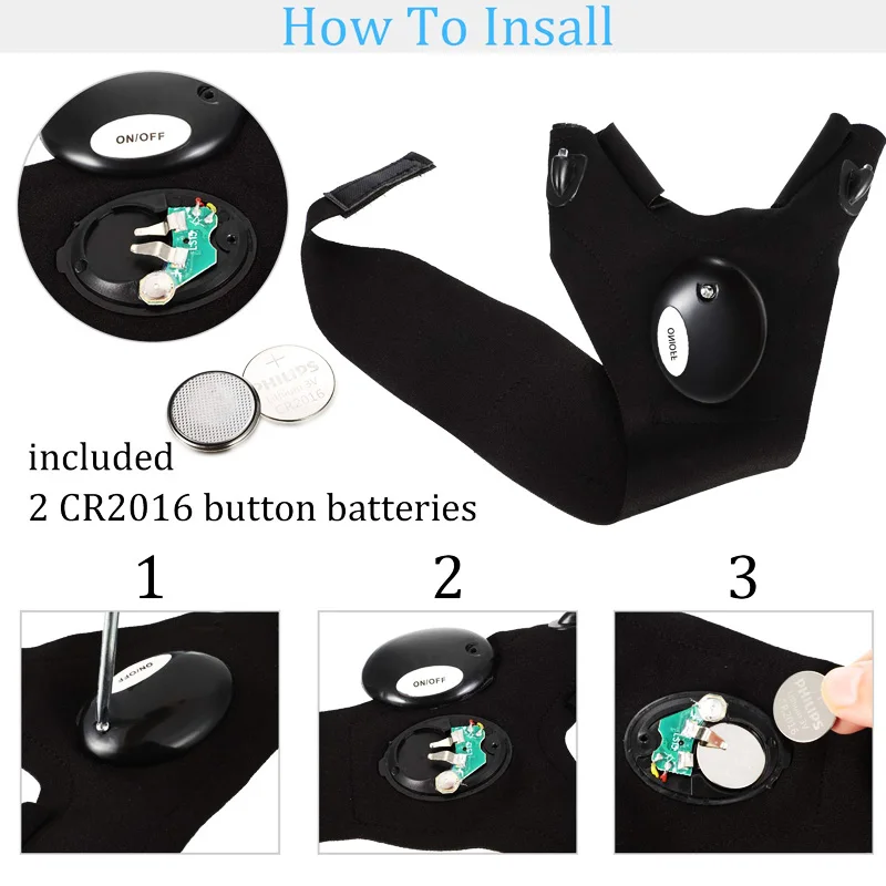 ZK20 L светодиодный вспышка светильник перчатки размера s палец для ремонта