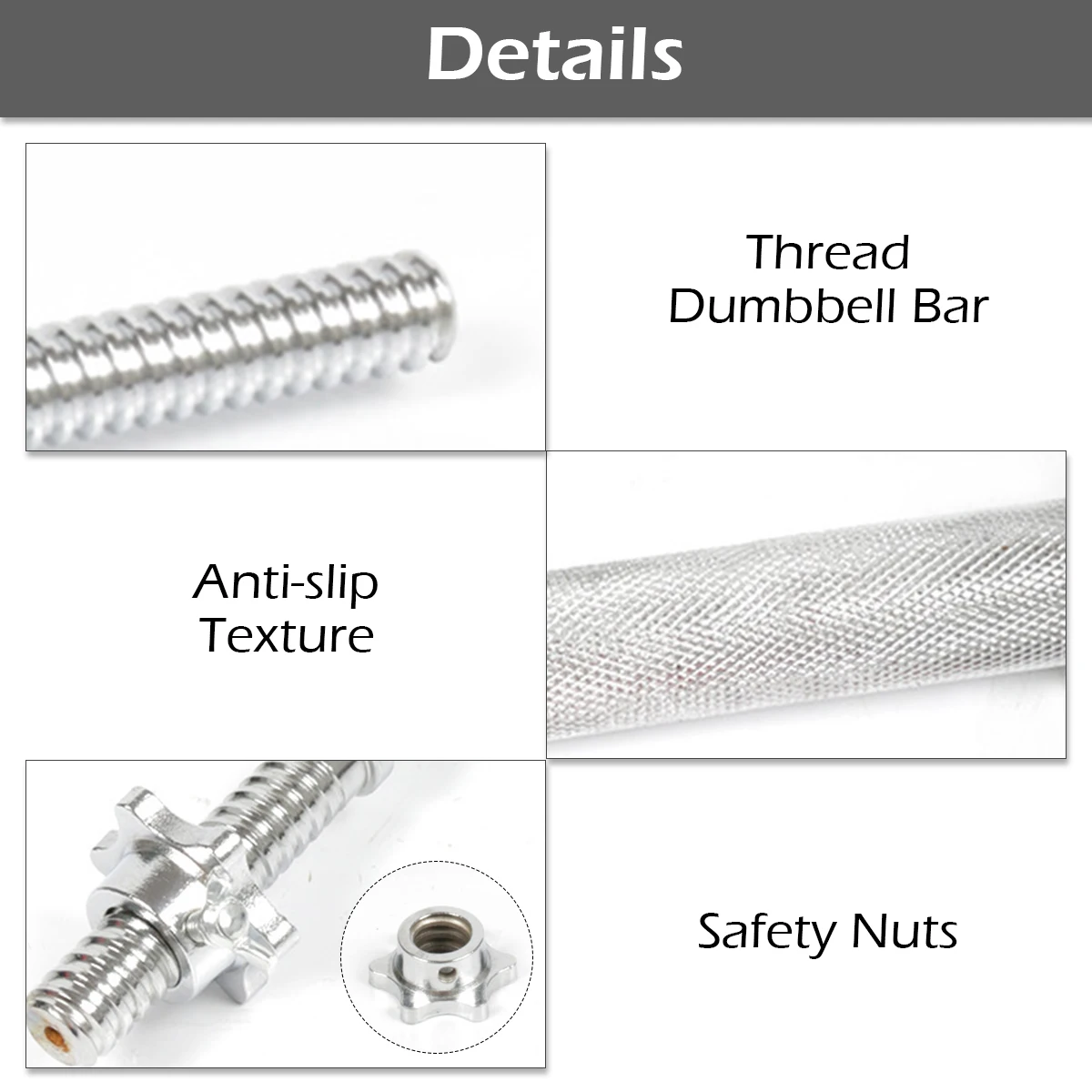 

1 Pair Steel Dumbbell Bar with Threaded Rings Home Gym Weightlifting Bar Sports Fitness Accessories Upper Body Workout AU Stock