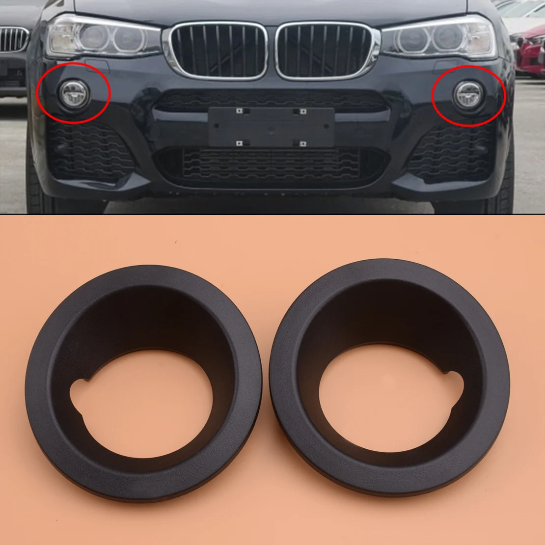 

2pcs Left & Right Side Front Bumper 51113400911 Fog Light Lamp Ring Cover Frame Fit For BMW X3 E83 2004-2006 51113400912