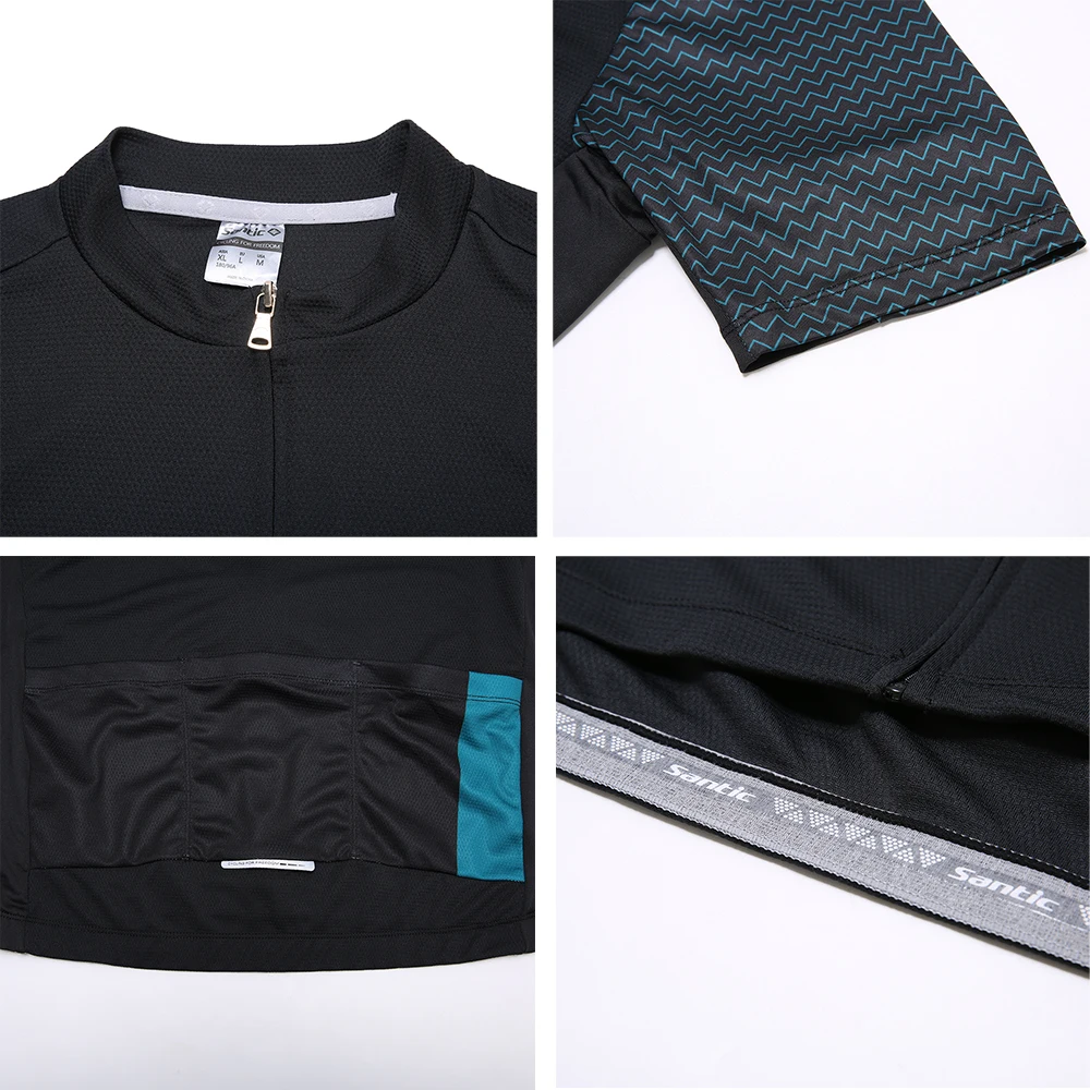 Футболка Santic мужская с коротким рукавом дышащая Спортивная одежда на молнии для
