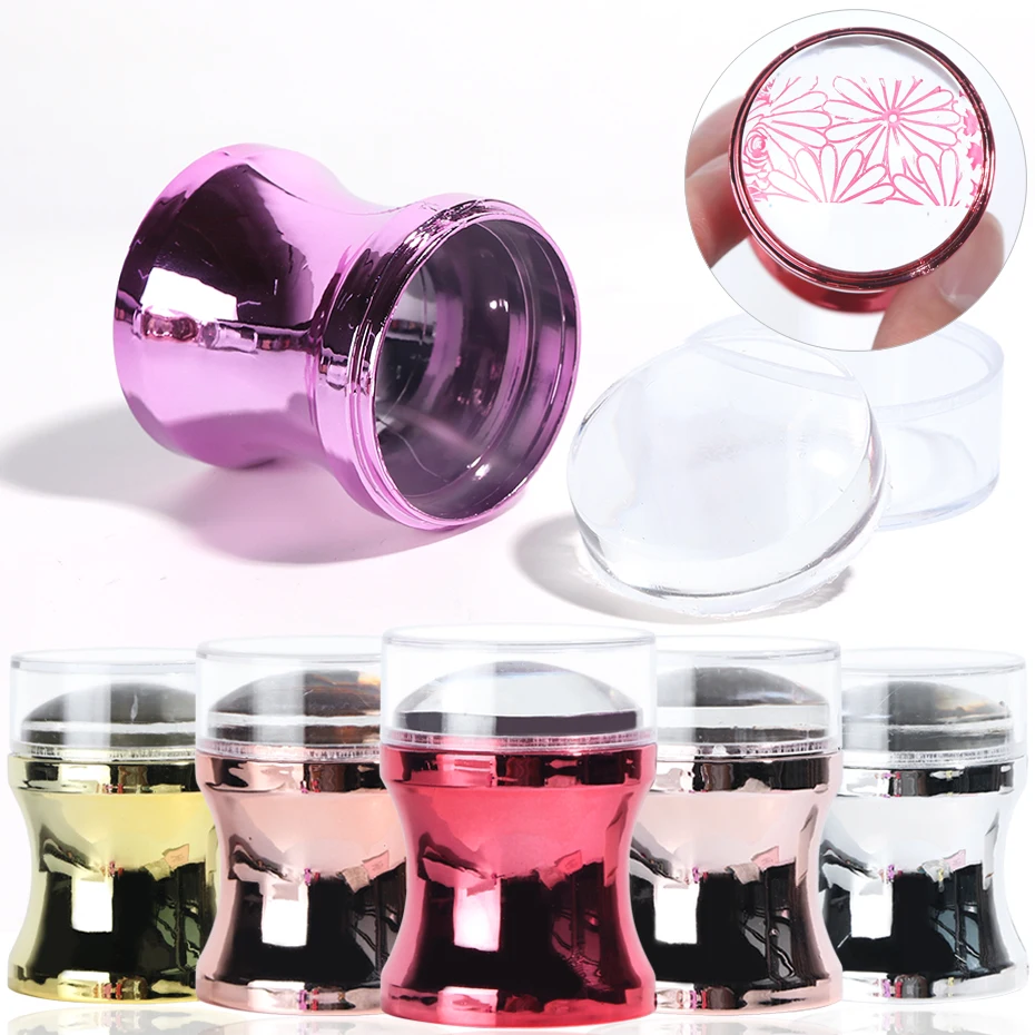 Прозрачные силиконовые штамповки для стемпинга пластиковый скребок с крышкой