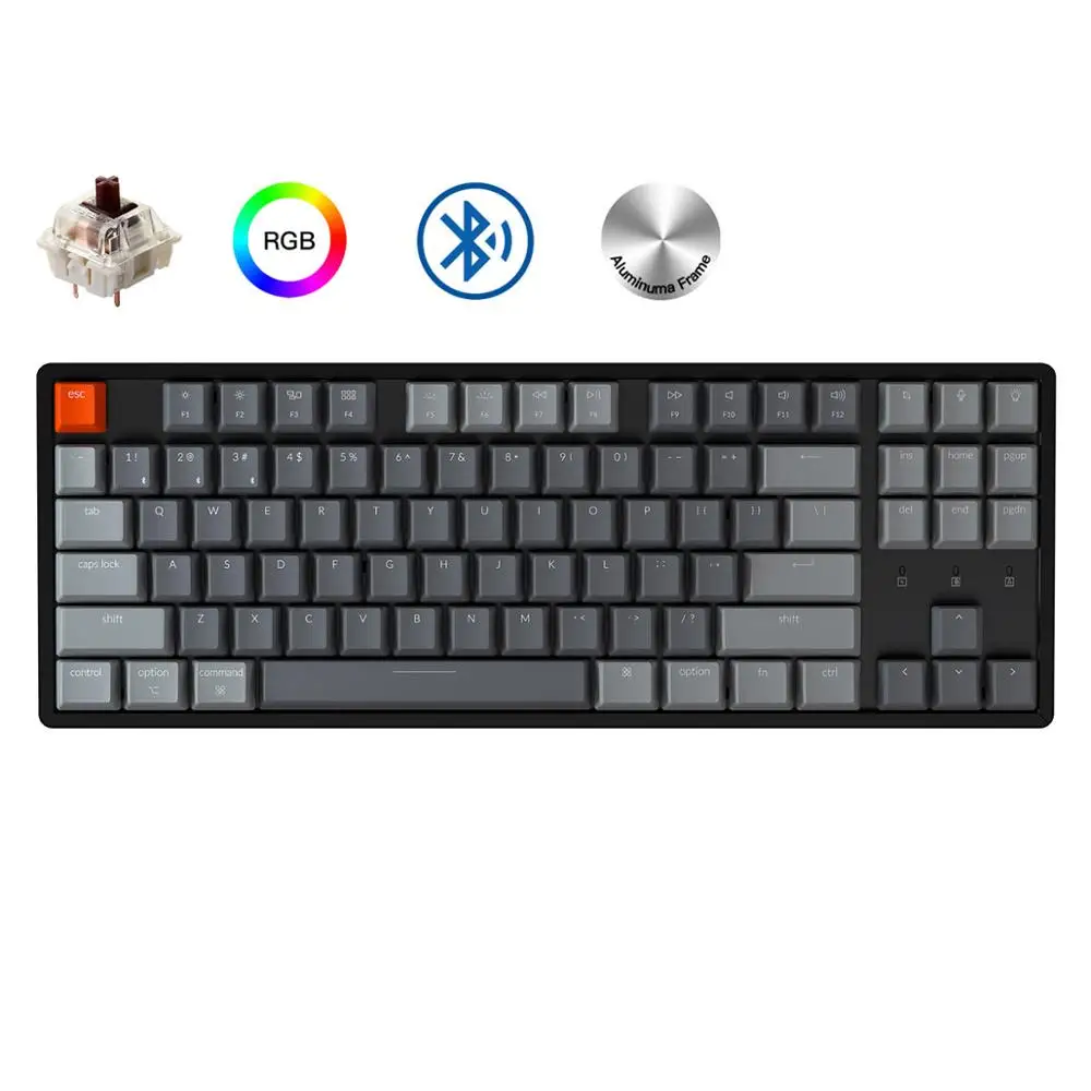 

Keychron K8 C Беспроводная Bluetooth механическая клавиатура переключатель Gateron RGB подсветка алюминиевая рамка для Mac