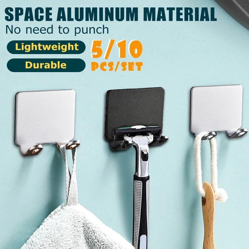 

5/10PCS Punch Free Shaving Razor Holder Men Shaving Shaver Storage Hook Wall Shelf Bathroom Razor Rack Wall Kitchen Accessories