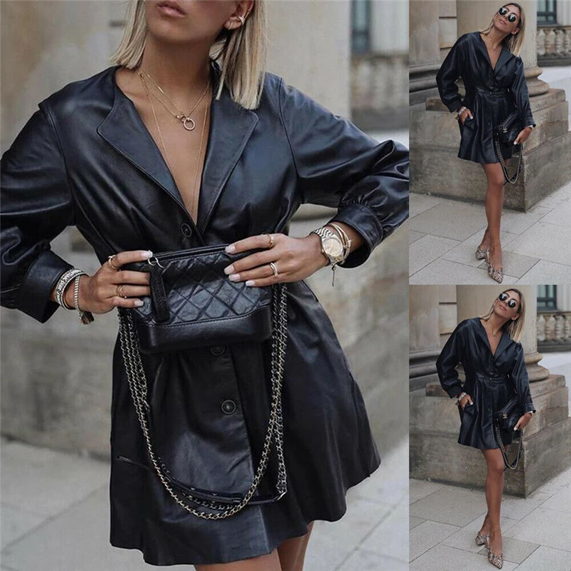 Модное женское пальто Дамский облегающий костюм с длинным рукавом и V-образным