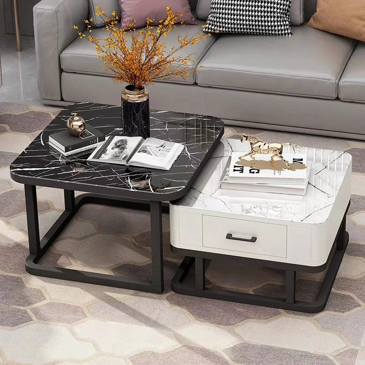 

Tempered Glass 2 in 1 Combination Coffee Table with solid wooden Drawer Storage center table for Living Room журнальный столик