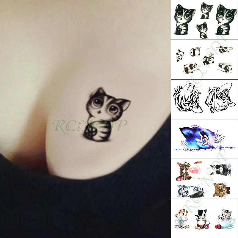 

Waterproof Temporary Tattoo Sticker Cat dog Animal Fake Tatto Chest Hand Arm Foot Flash Tatoo for Kid Girl Men Women