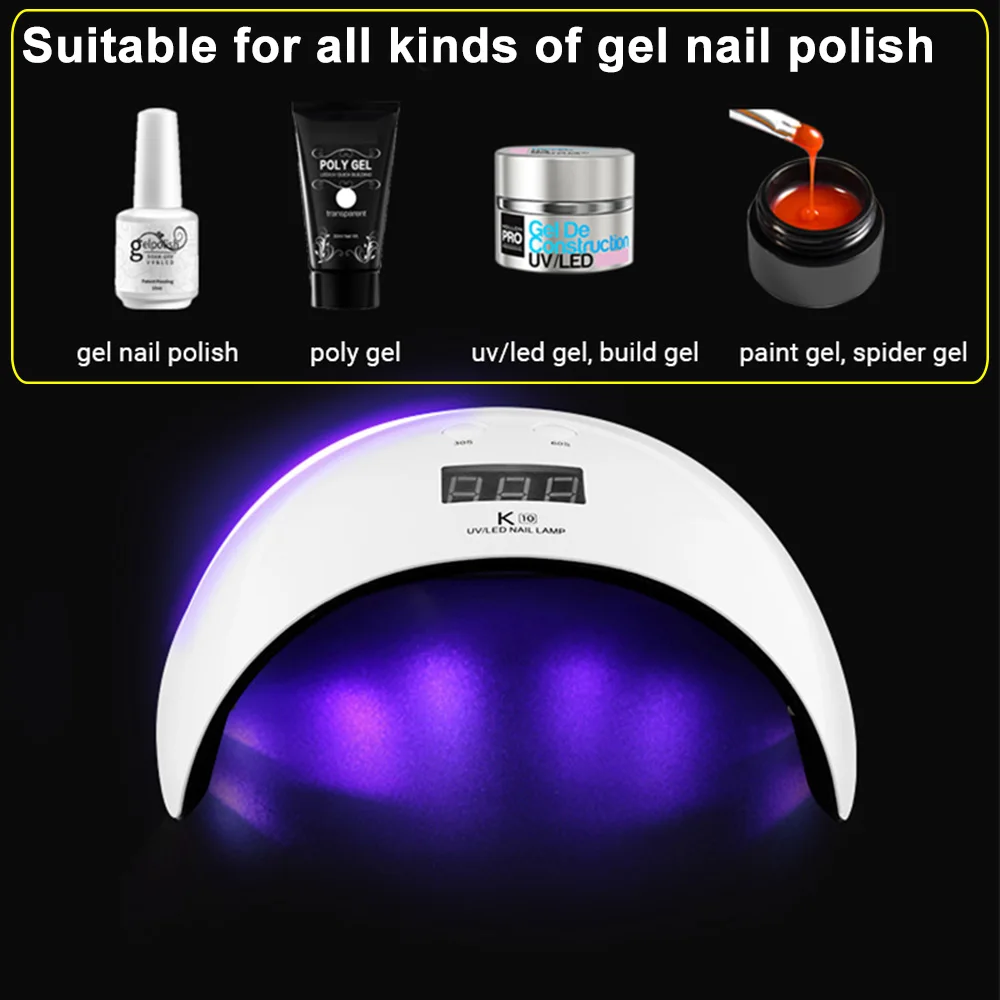 24W UV+LED Nail Lamp Gel Polish Dryer With Smart Automatic PIR Motion Sensor Switch USB Input 30s/60s Timer DIY Tools | Лампы и