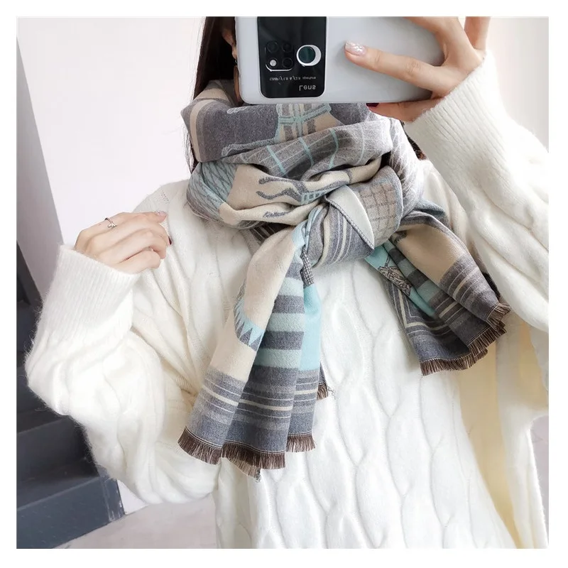 Женский модный пушистый шарф с животным принтом, зимний кашемировый шарф 185*65 см, шарфы для женщин, 2019 от AliExpress WW