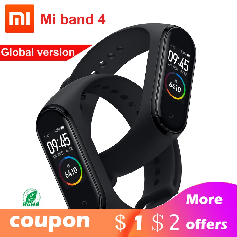 Глобальная версия Xiaomi mi Band 4 умный Браслет band пульсометр фитнес 135 мАч цветной
