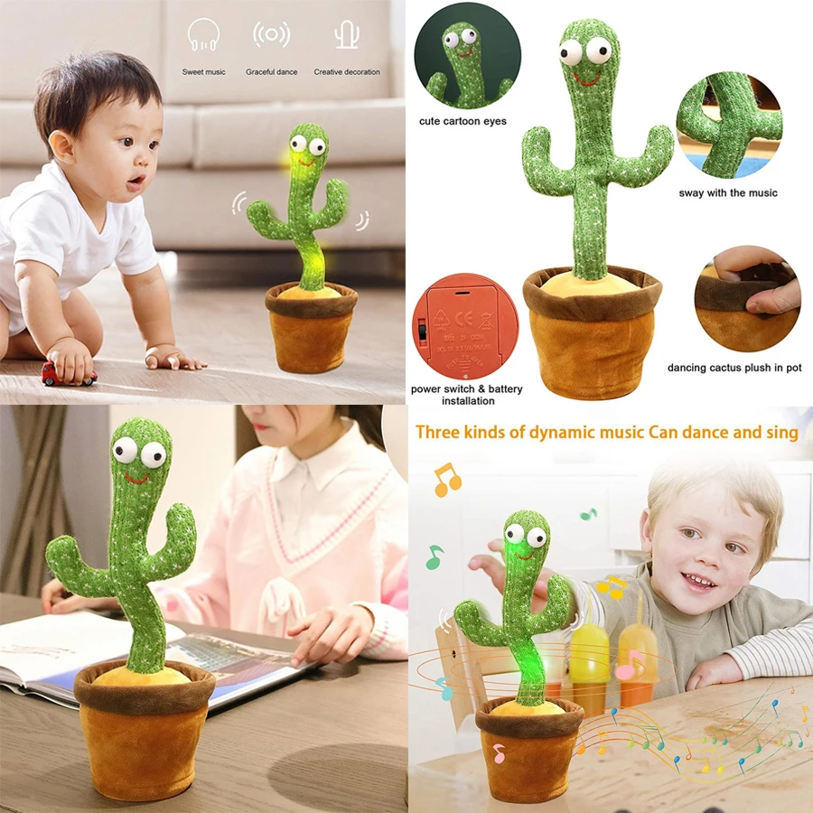 

Dancing Cactus Electronic Plush Toys Twisting Singing Talking Novelty Funny Music luminescent Gifts Home Decoration Ornaments