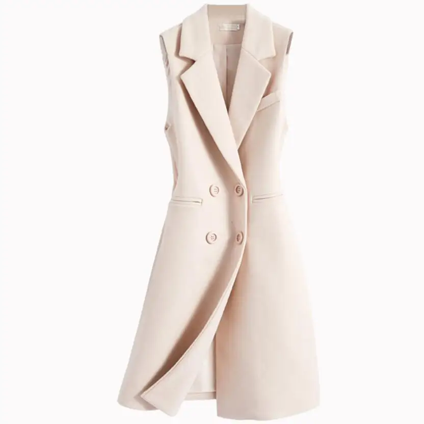 Новое поступление зимний модный двубортный шерстяной жилет Женский облегающий