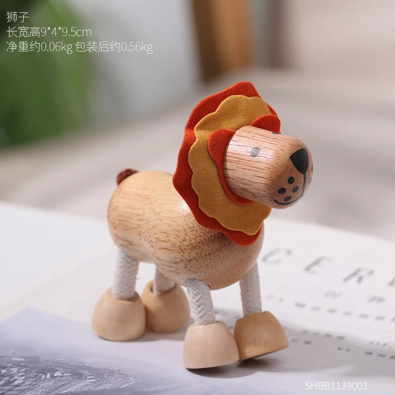 Фотографии реквизит Мини Деревянные Животные украшения Забавный мультфильм