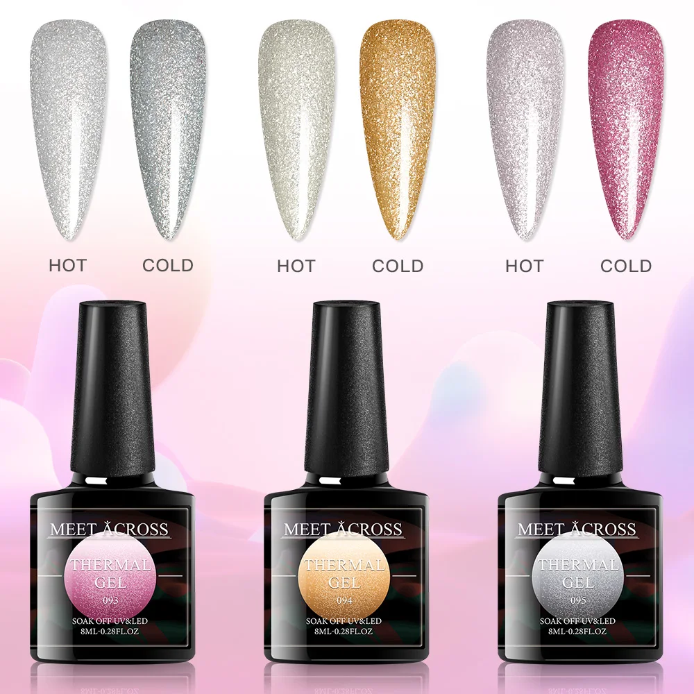Термальный блестящий гель MEET ACROSS 3 шт./компл. удаляемый замачиванием УФ Гель лак