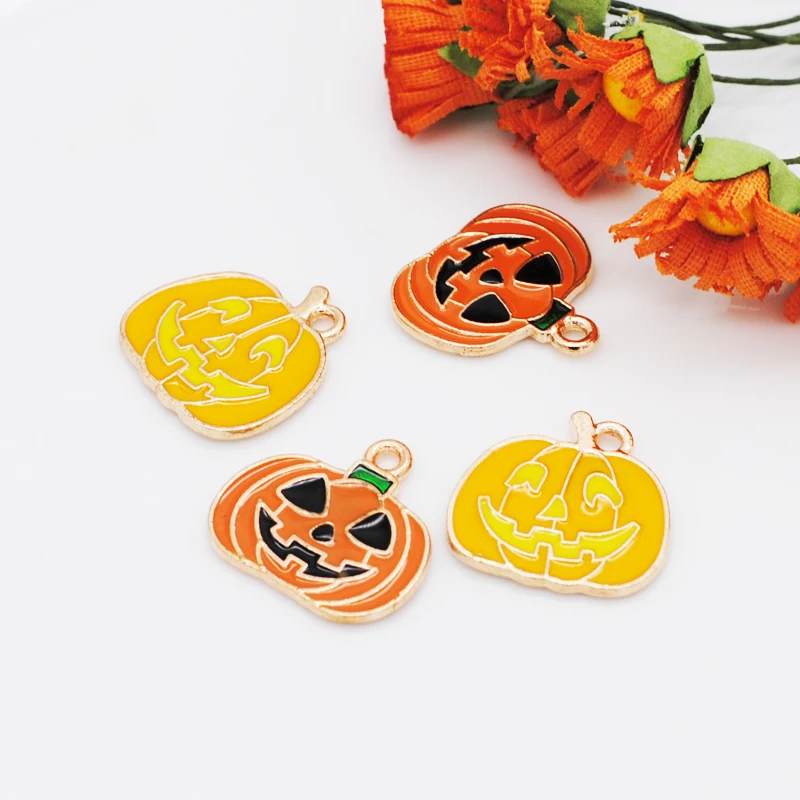 20 шт./лот эмалированные Подвески в виде тыквы на Хэллоуин золотой цвет кулон
