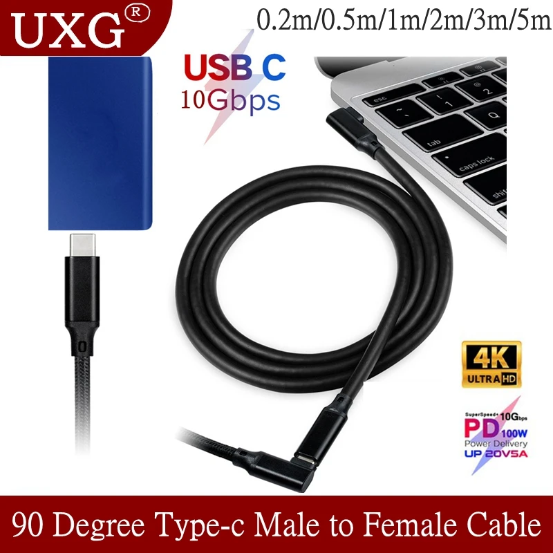 Тип Type C USB 3 1 мужчина к Женский 90 градусов Удлинительный кабель для передачи