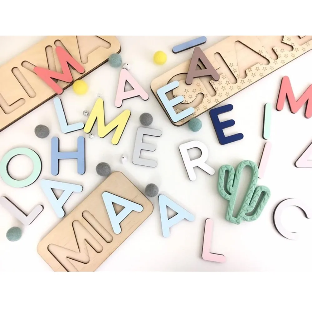 Детская деревянная головоломка с именем имени развивающая игрушки ручной работы