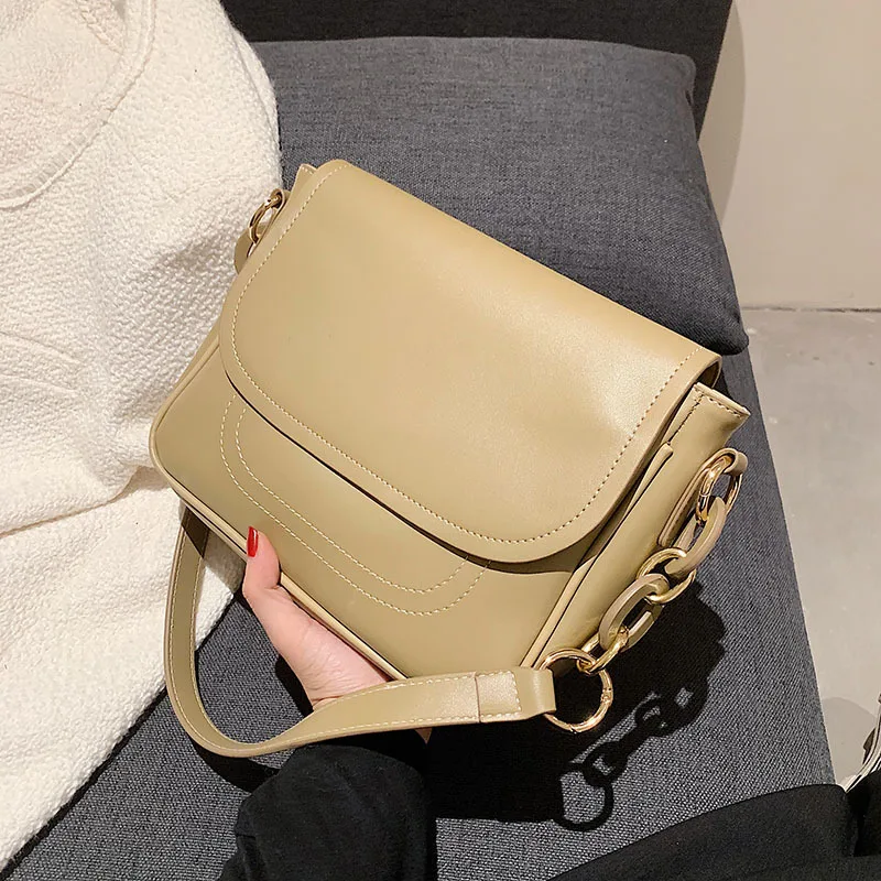 

European and American Simple Autumn Bag 2021 New Fashion Lady High Quality All-match Single Shoulder Messenger Saddle Bag Female