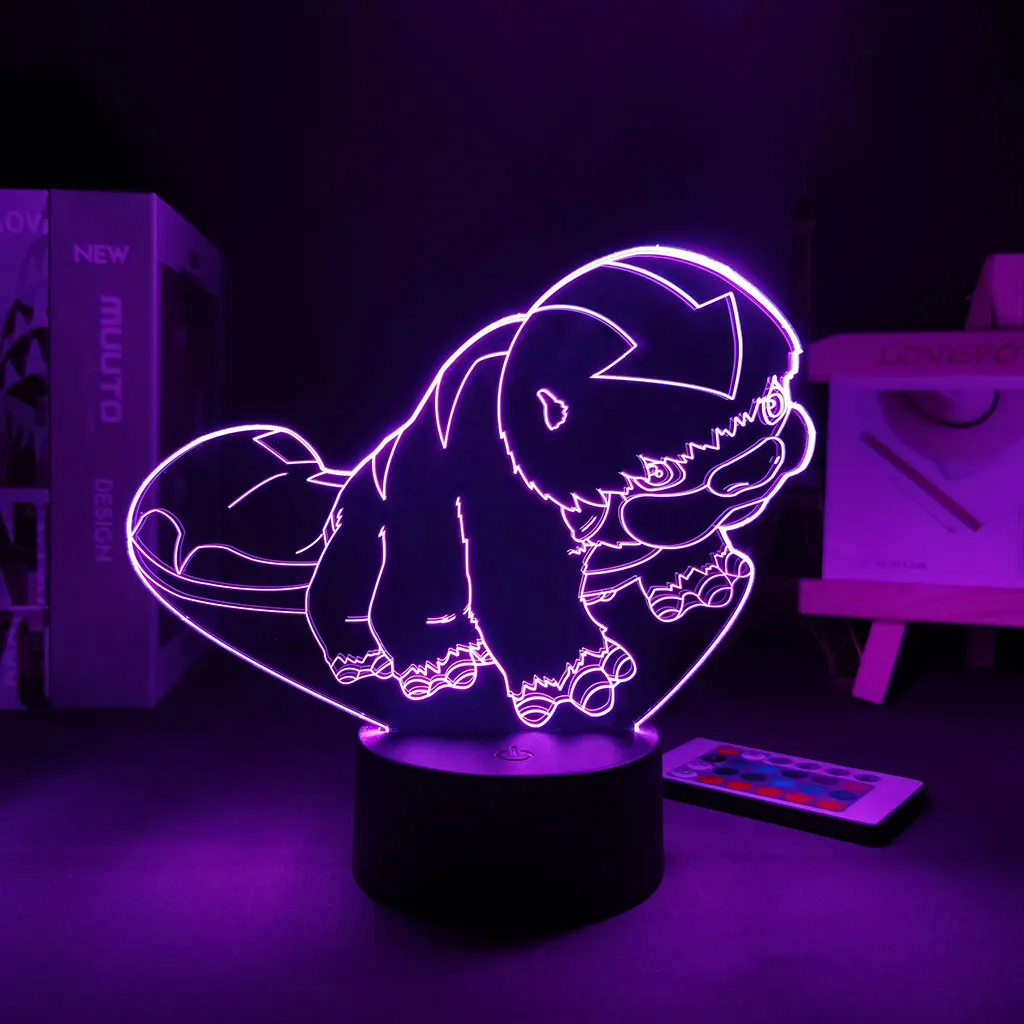 3D ночной Светильник аниме Аватар Последний аэромен Каппа Светодиодная лампа для